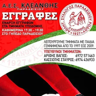 Οι εγγραφές στον Κλεάνθη