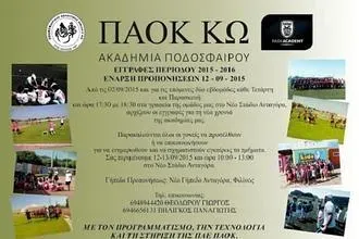 Οι ακαδημίες του Π.Α.Ο.Κ. Κω